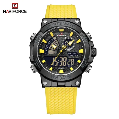 NAVIFORCE 9219 Creative Multifunction Man Wristwatches TPU Strap LCD Display Electronic Watches for Men Casual Wild Male Clock